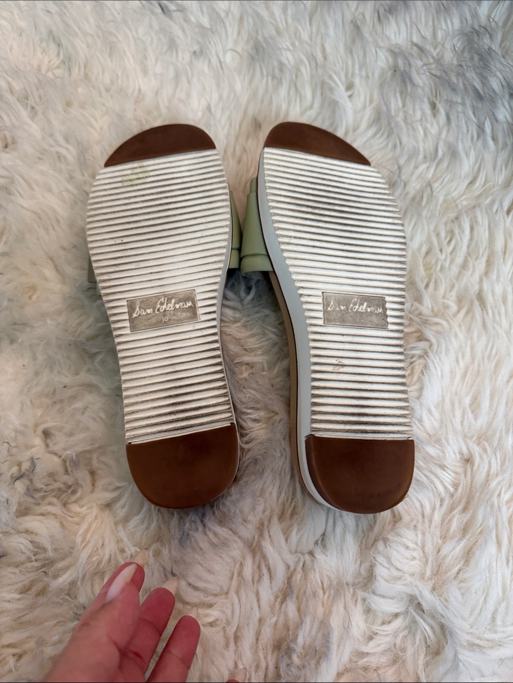 Sam Edelman Pistachio Slide Sandals with Marbled Buckle - Picture 3 of 8